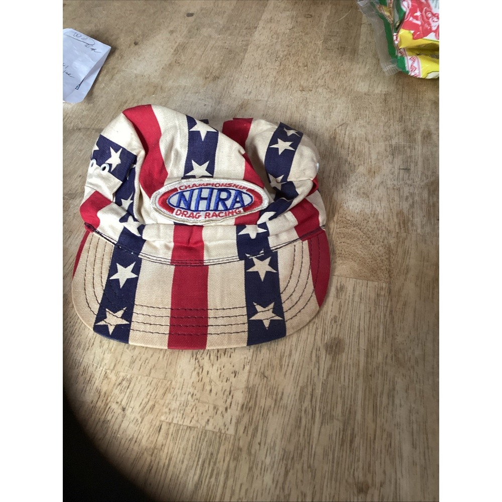 Vintage NHRA Championship Drag Racing Hat Cap  Cited Size 7 Red White Blue Mens